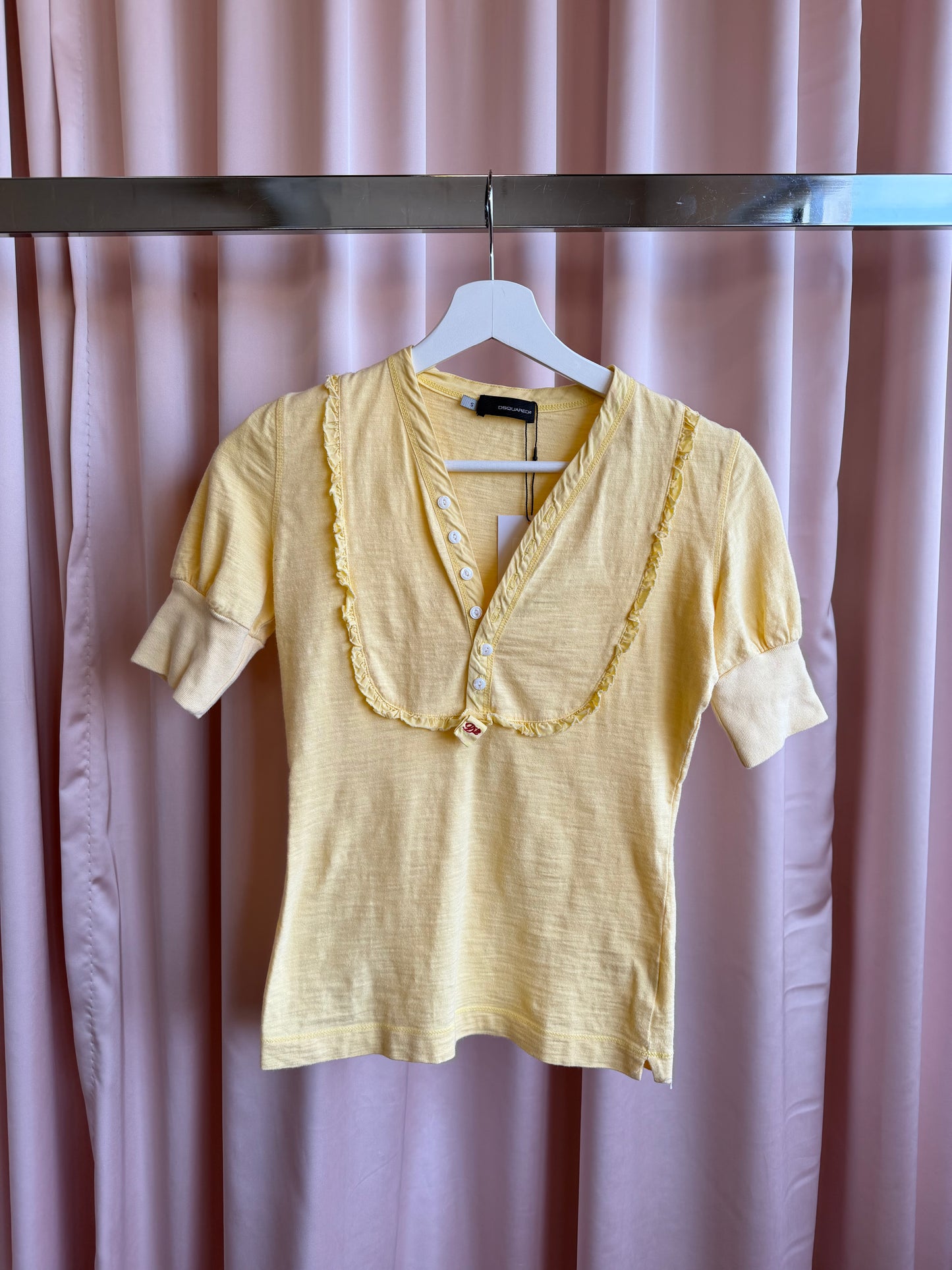 Dsquared2 Yellow Short Sleeve Henley