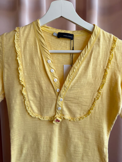 Dsquared2 Yellow Short Sleeve Henley