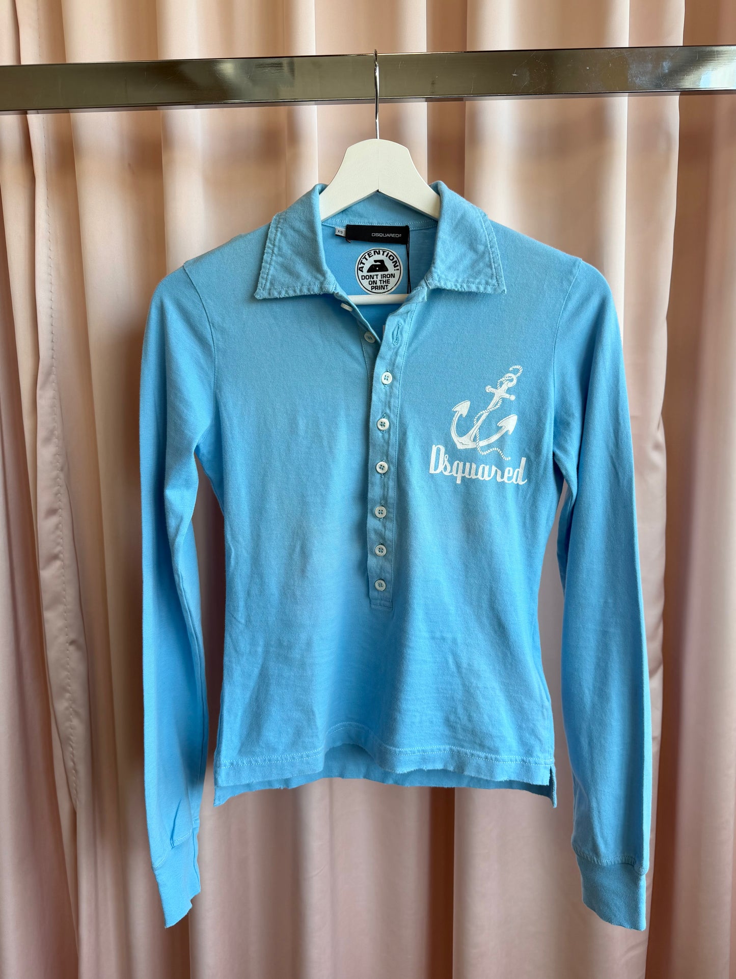 Dsquared2 Blue Anchor Long Sleeve Polo