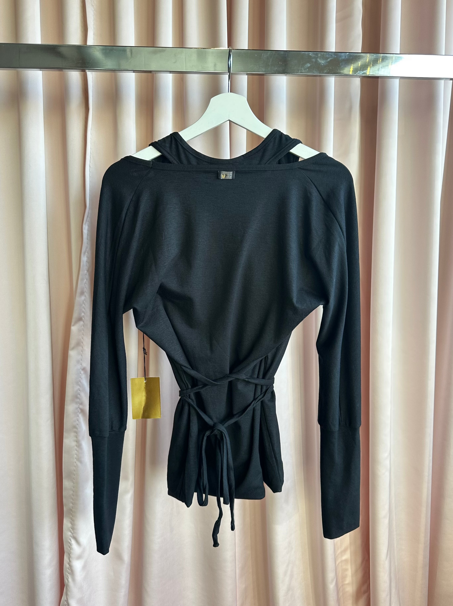 Black Double Layer Wrap Top