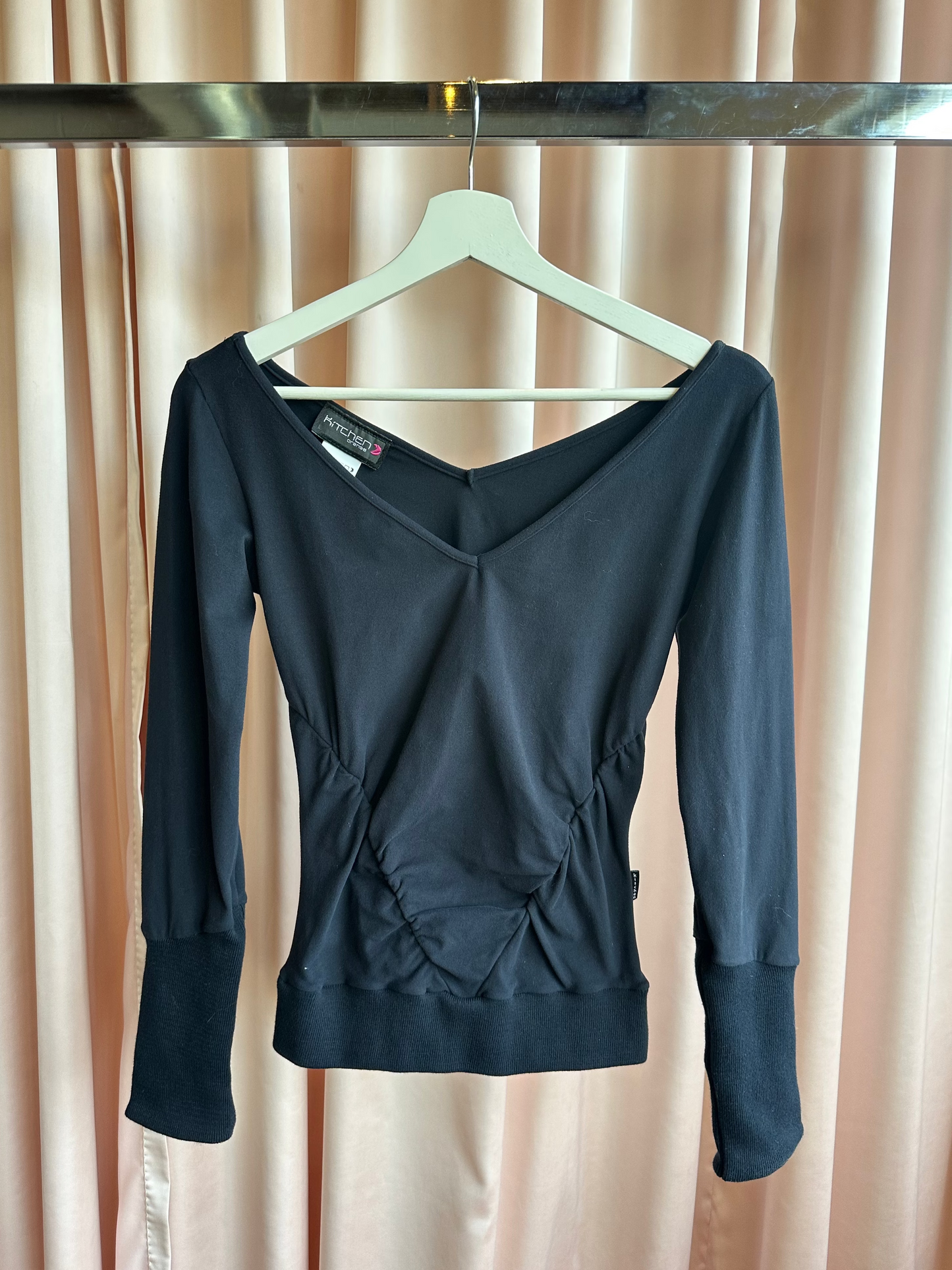 Kitchen Orange Black V Neck Long Sleeve