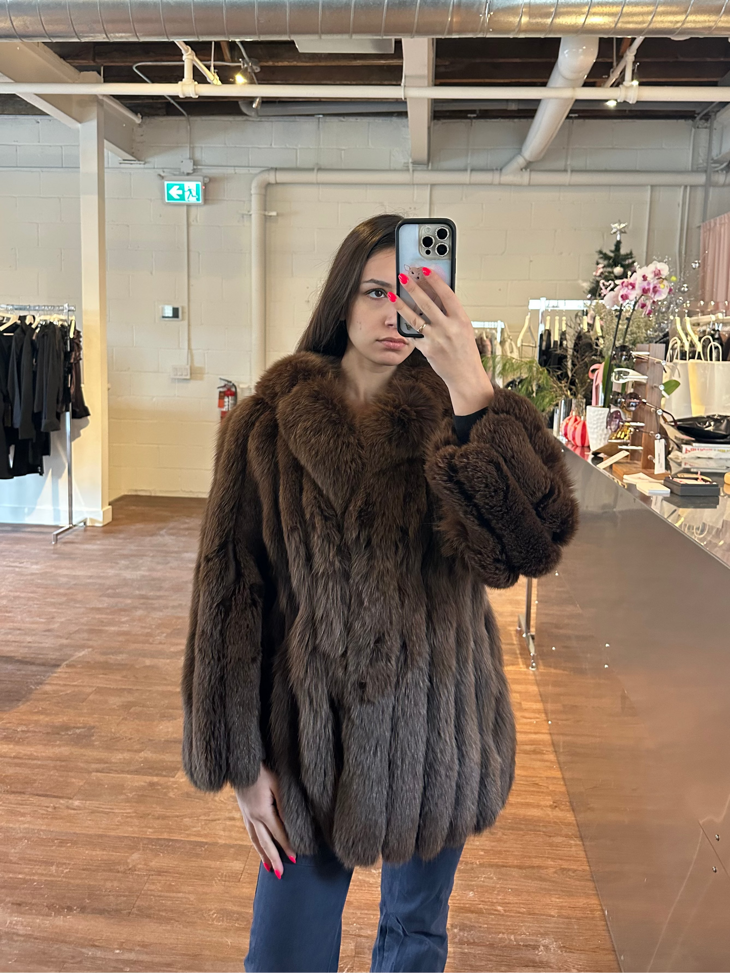 Vintage Brown Fox Fur Coat