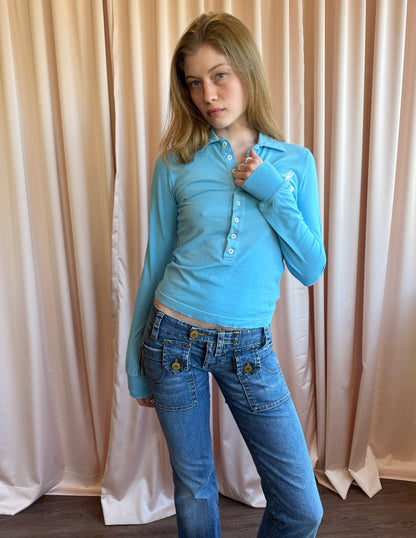 Dsquared2 Blue Anchor Long Sleeve Polo