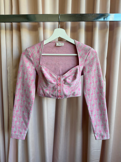 Italian Brand Floral Print Sweetheart Bustier Crop Top