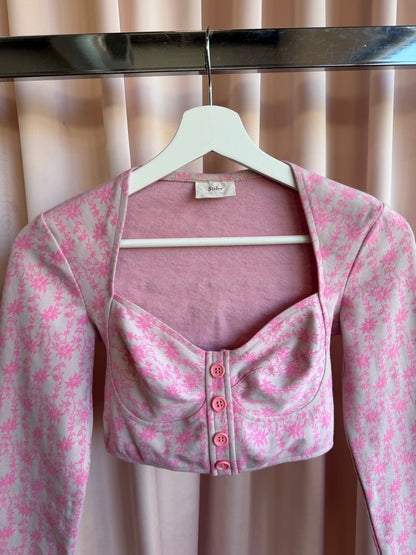 Italian Brand Floral Print Sweetheart Bustier Crop Top