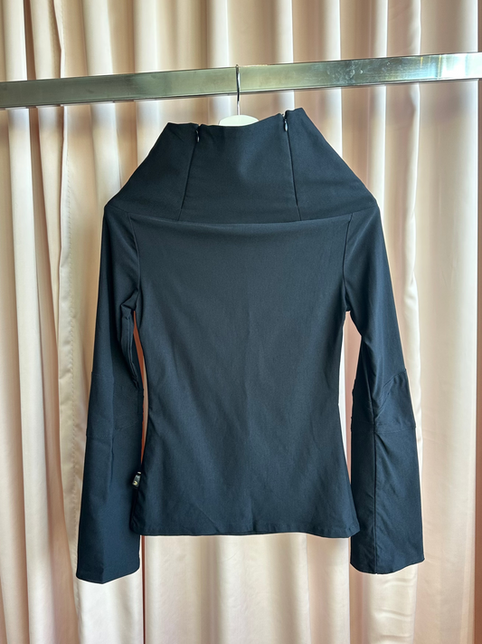 Black High Neck Zip Up Long Sleeve