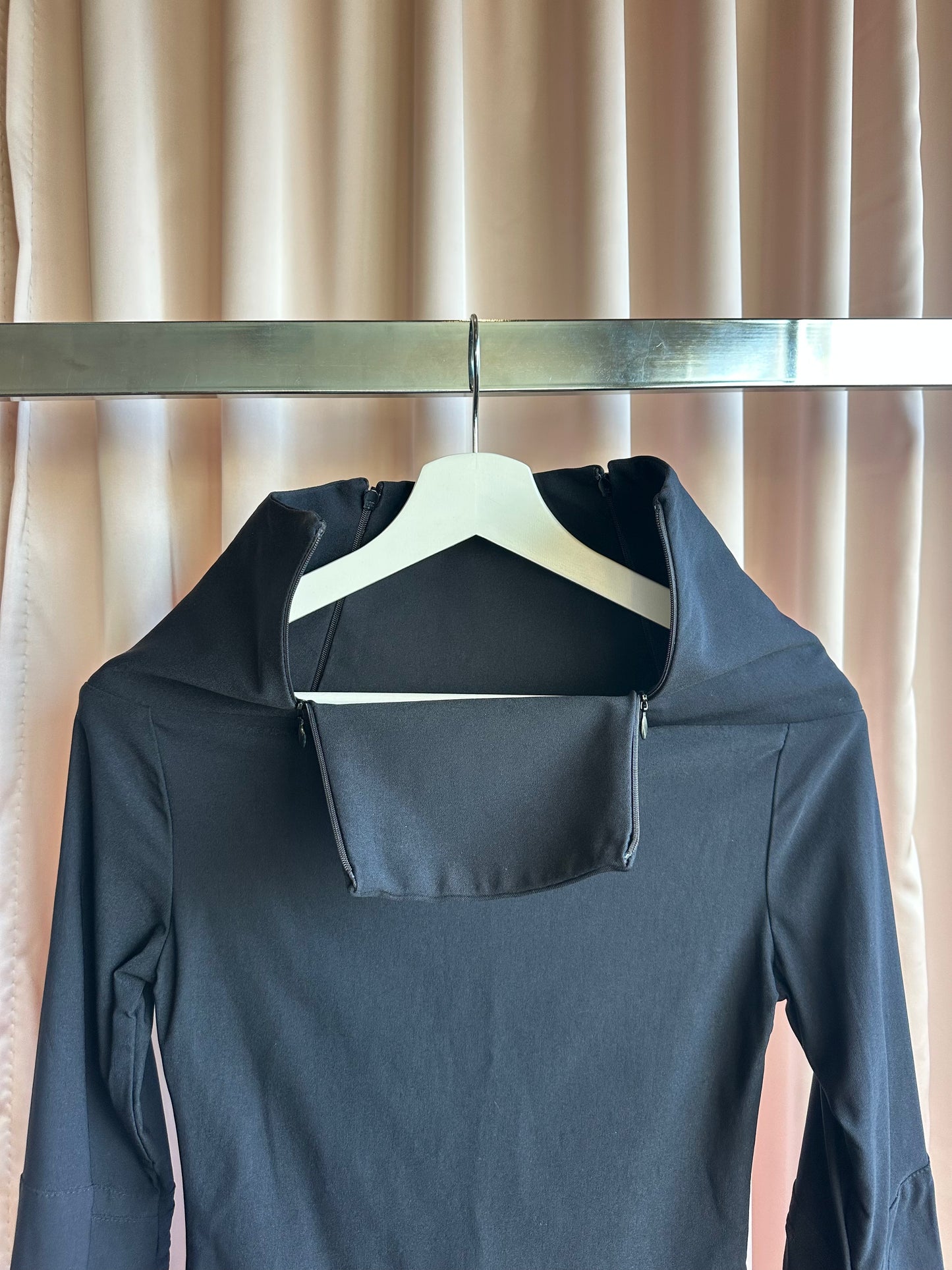 Black High Neck Zip Up Long Sleeve