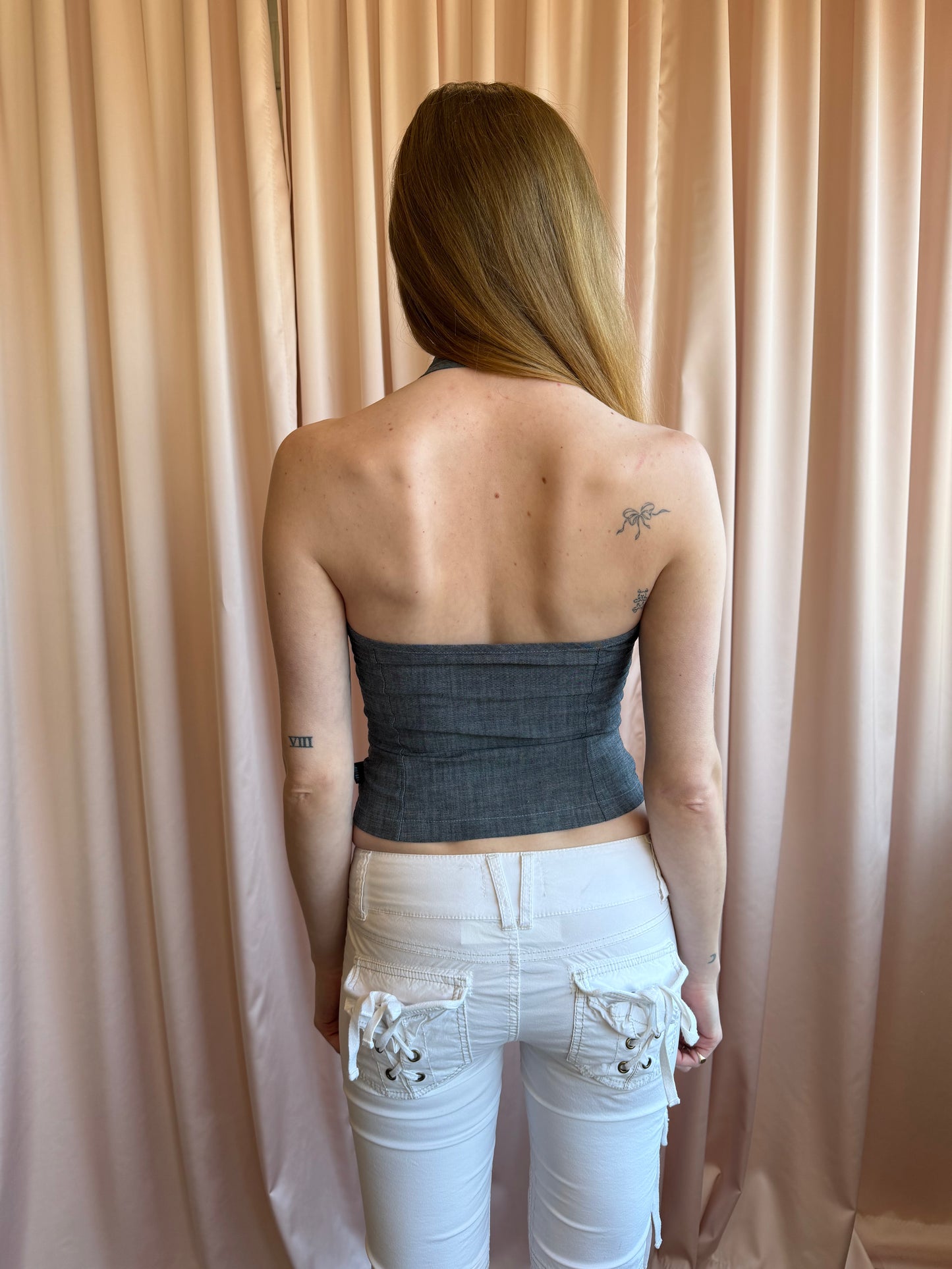 1990's Grey Zipper Halter Top