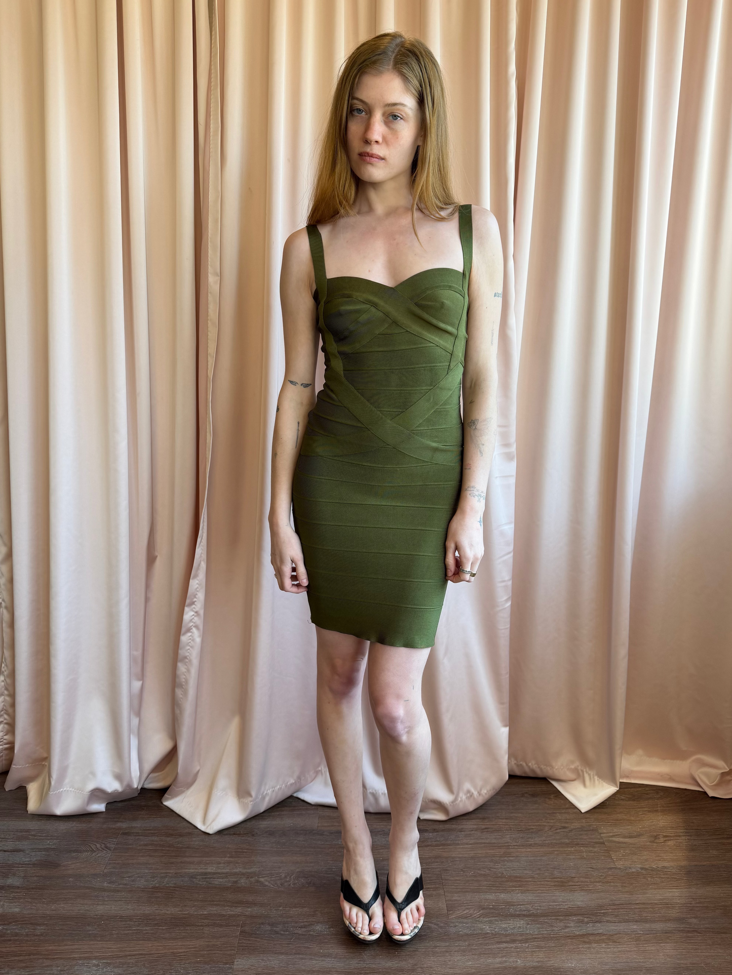 Olive Midi Bandage Dress