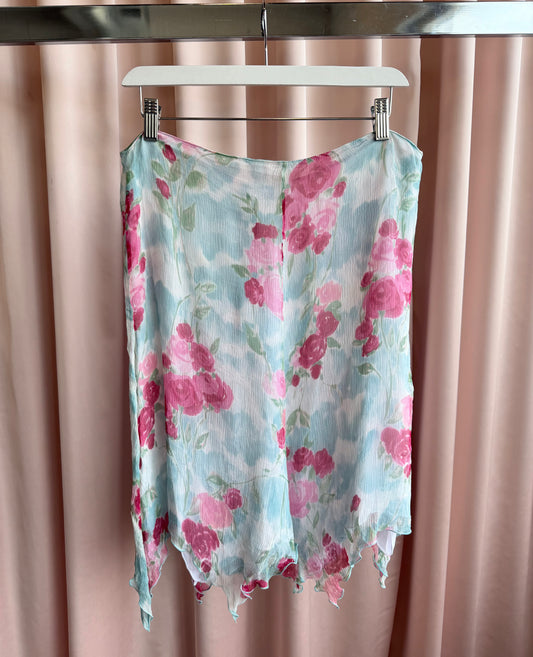 Blugirl Floral Silk Midi Skirt