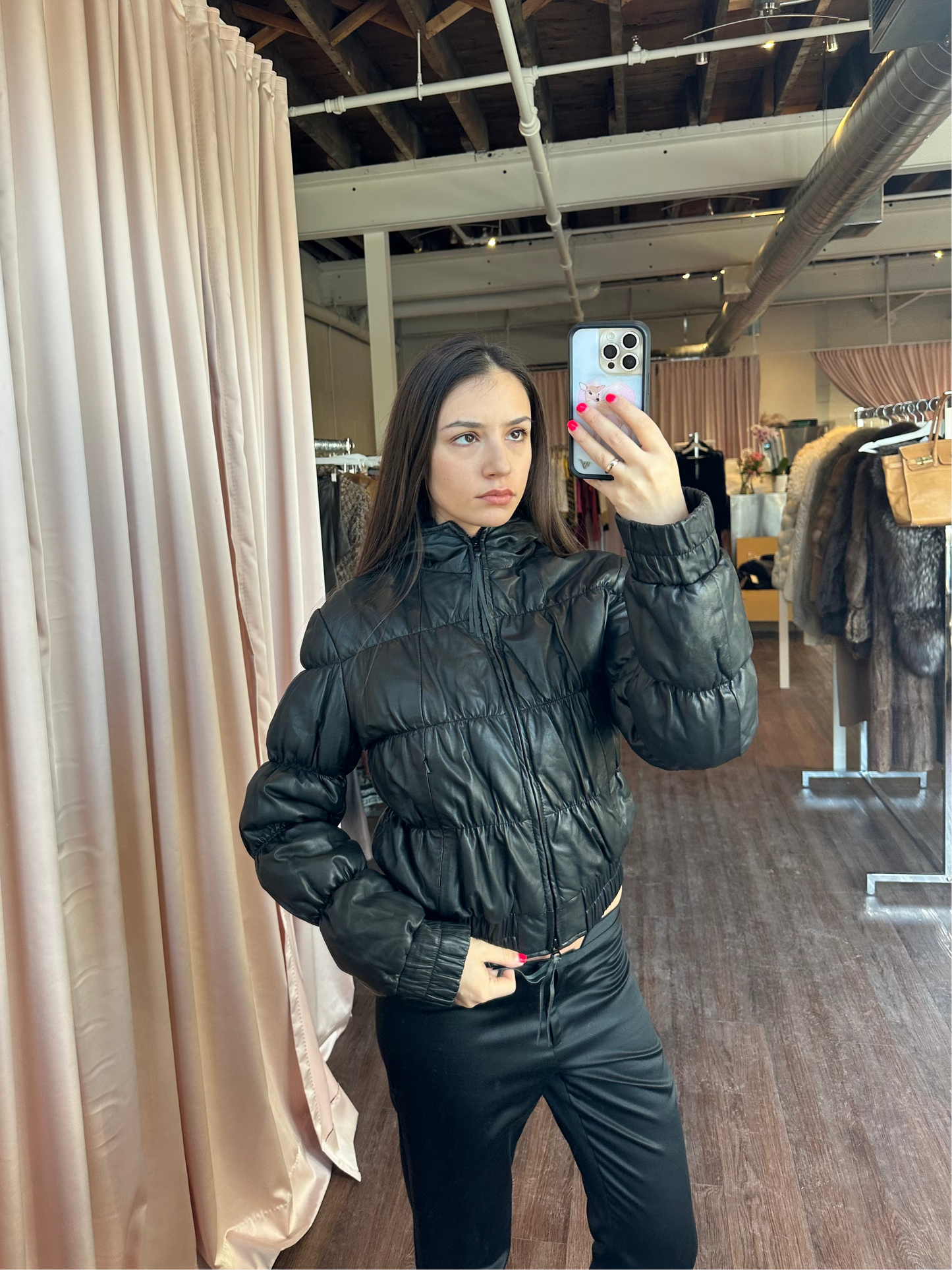 Armani Jeans Leather Puffer Jacket
