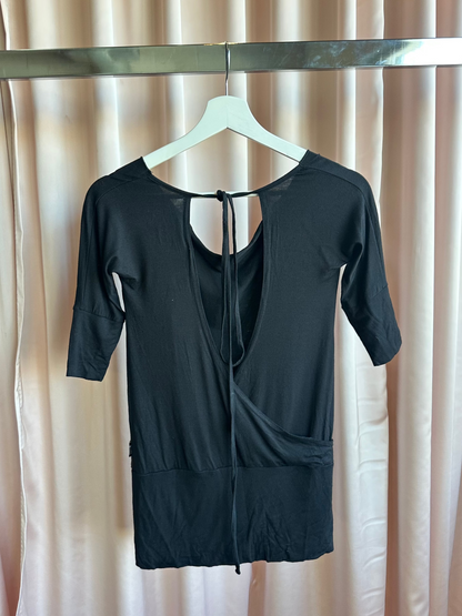 Black Off the Shoulder Tie Back Shirt
