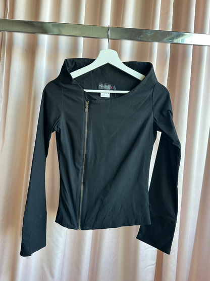Black Asymmetric Zipper Long Sleeve