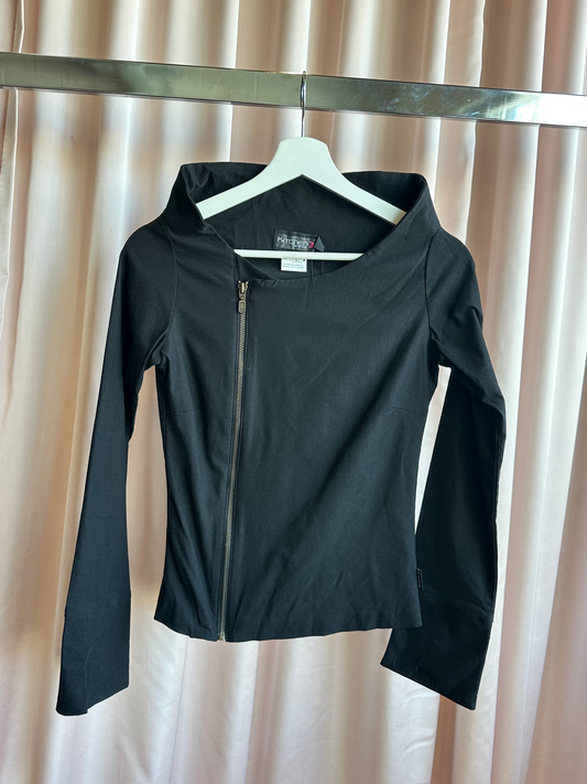 Black Asymmetric Zipper Long Sleeve