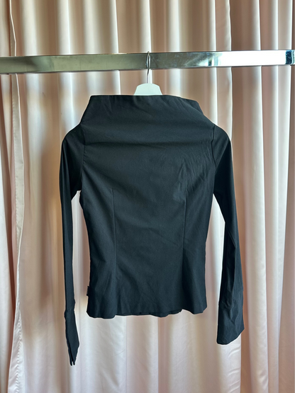 Black Asymmetric Zipper Long Sleeve
