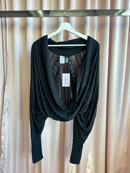 Black Striped Long Sleeve Shrug