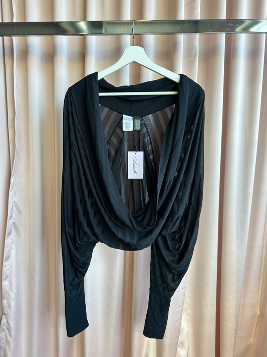Black Striped Long Sleeve Shrug