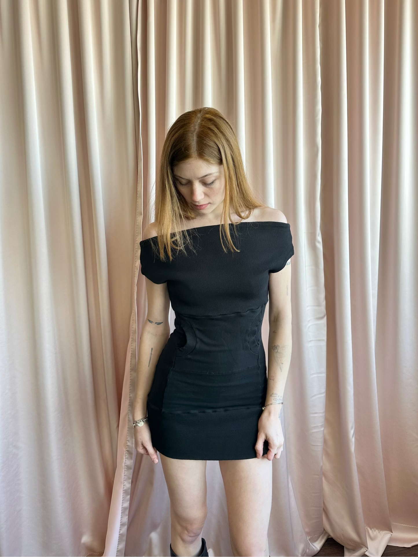 Black Off The Shoulder Mini Dress