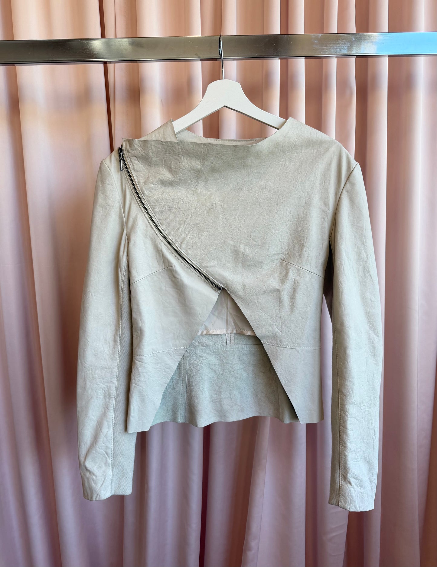 Italian Beige Leather Jacket