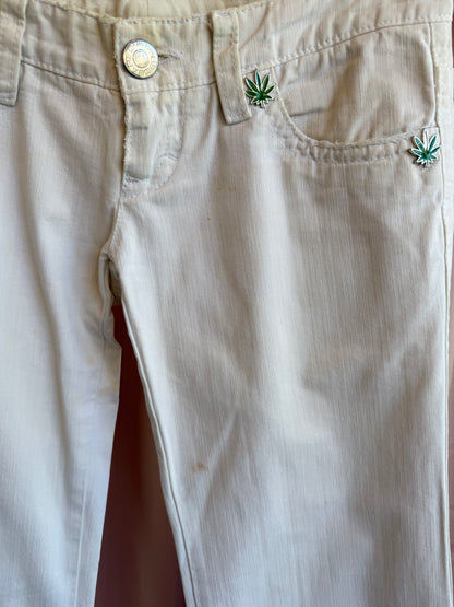 Dsquared2 Marijuana Leaf White Flare Jeans