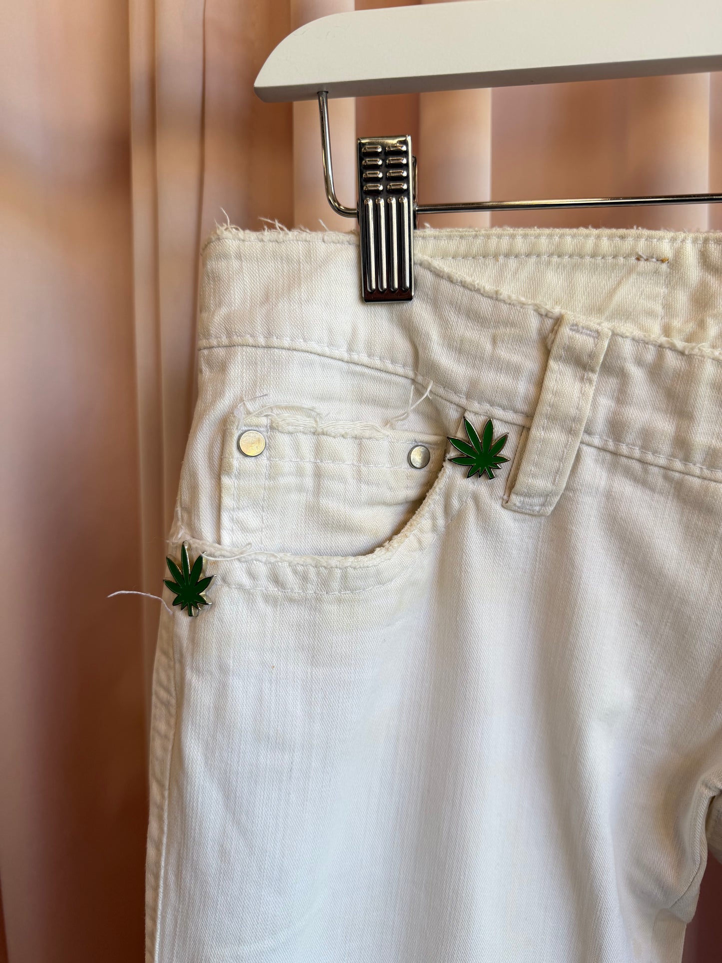 Dsquared2 Marijuana Leaf White Flare Jeans