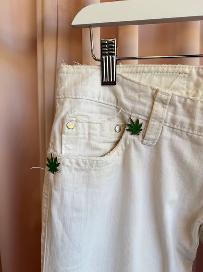 Dsquared2 Marijuana Leaf White Flare Jeans