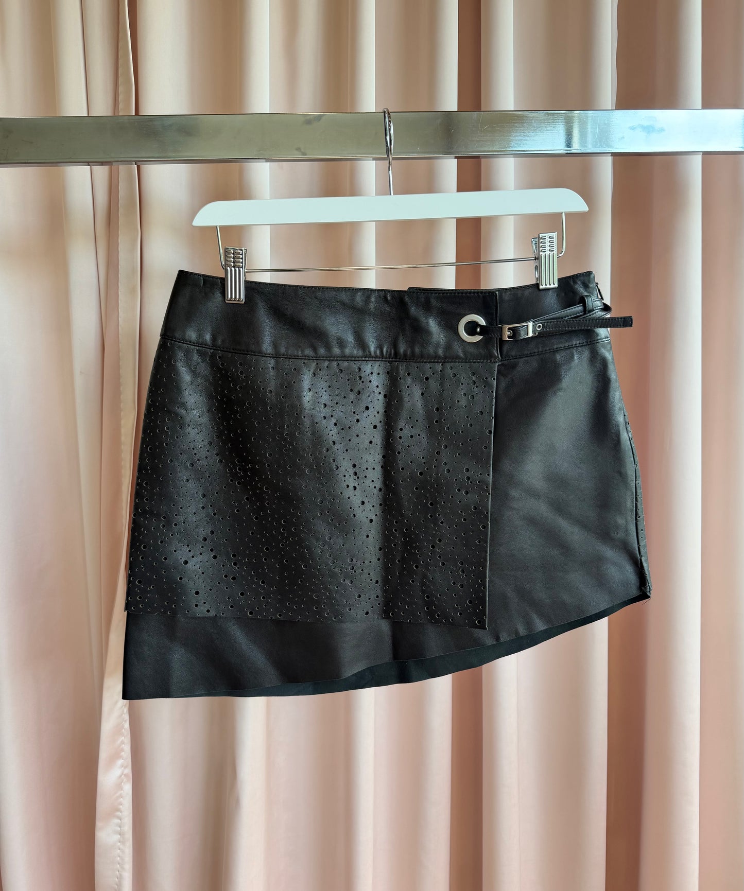 Leather Wrap Mini Skirt
