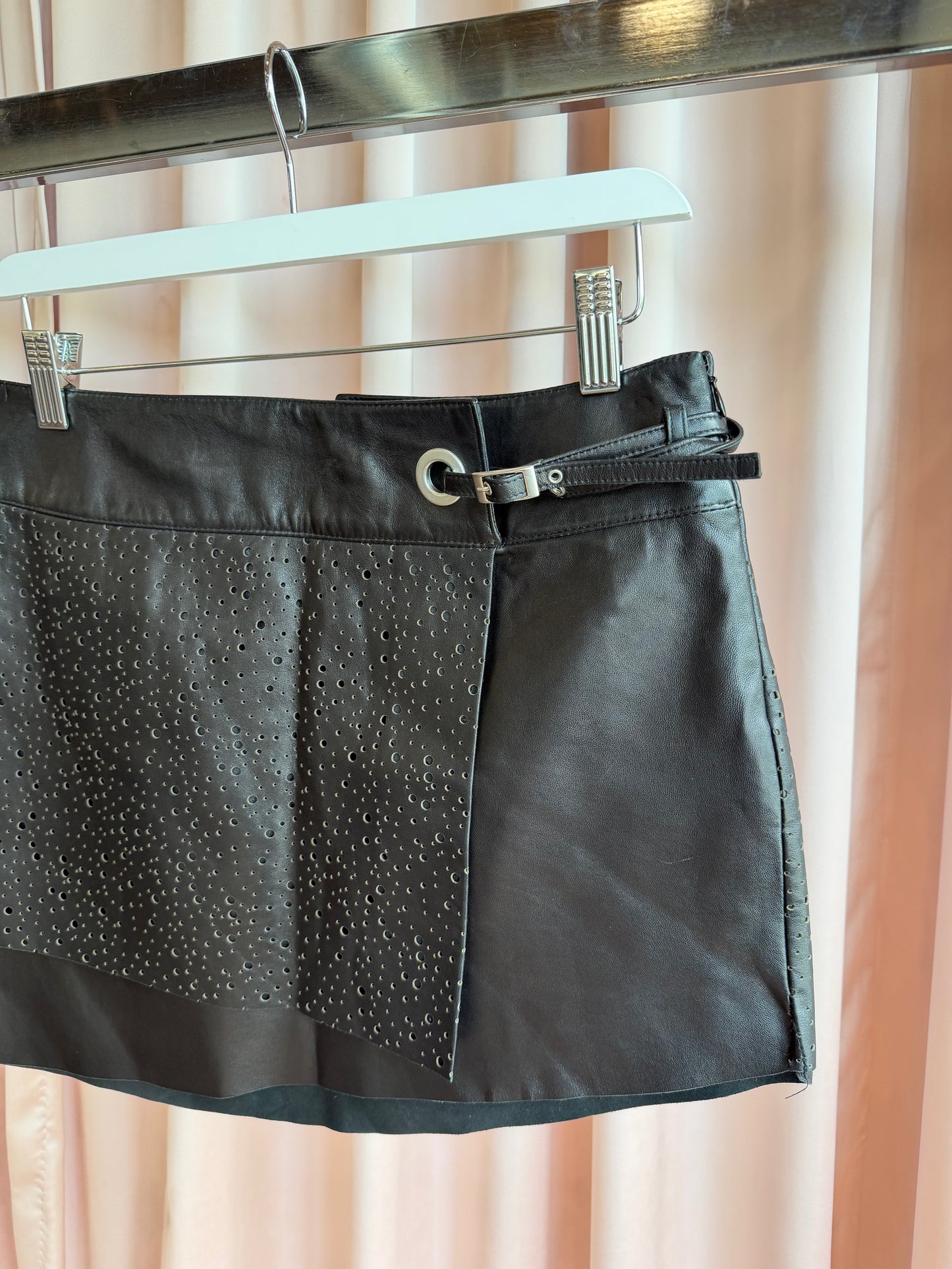 Leather Wrap Mini Skirt