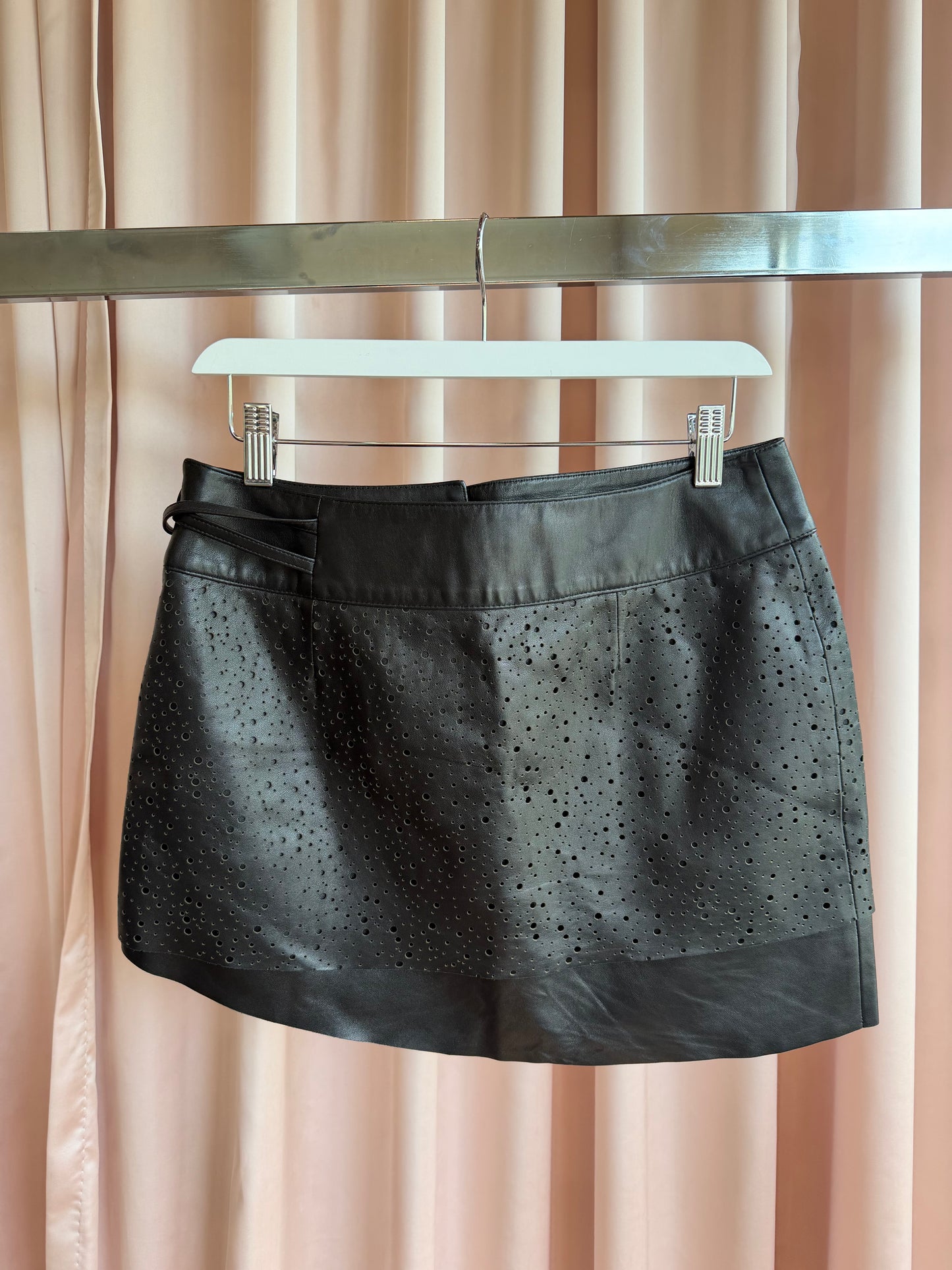 Leather Wrap Mini Skirt